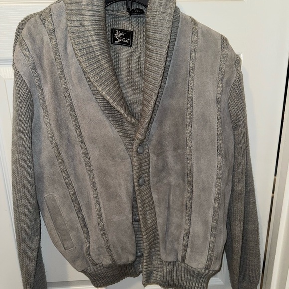 Alan Stuart Gray Ribbed Cardigan Button Down Sweater Size M - Picture 2 of 7